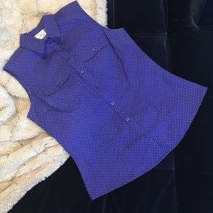 Riders by Lee Easy Care Blue Polka Dot Button Down